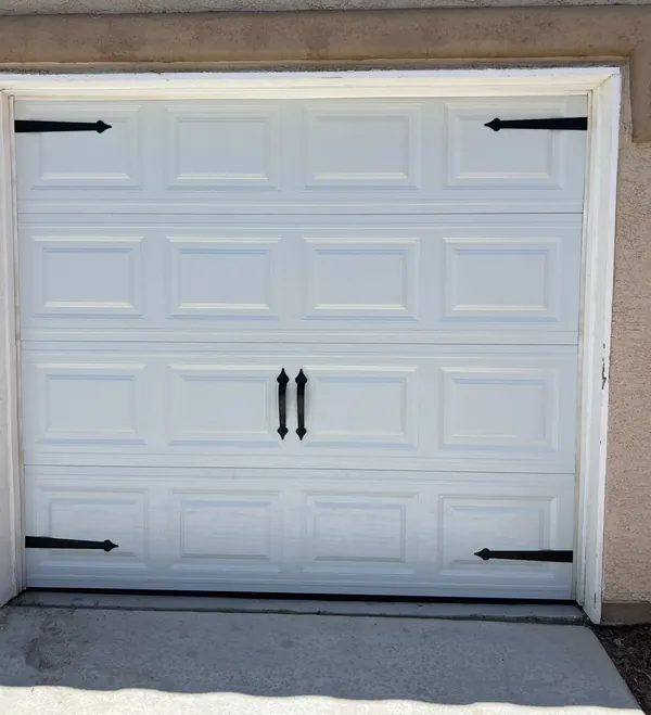 Clean white raised-panel double garage door, Las Vegas