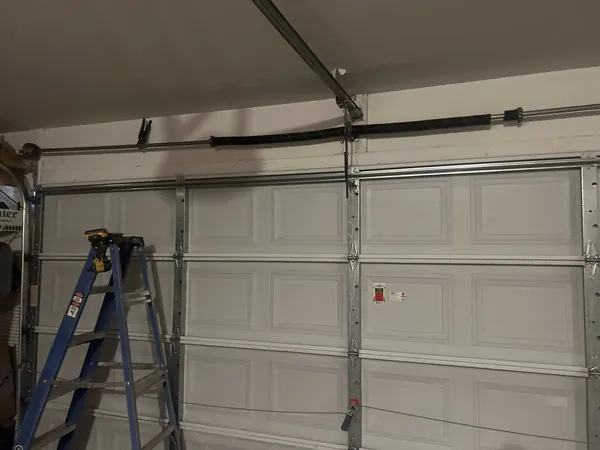 New garage door and tracks installed in a Las Vegas garage
